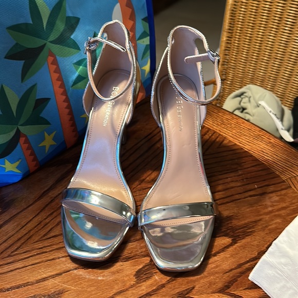 BCBGeneration Shoes - BCBGeneration size 8 dressy Silver Ankle Strap Dress Sandals